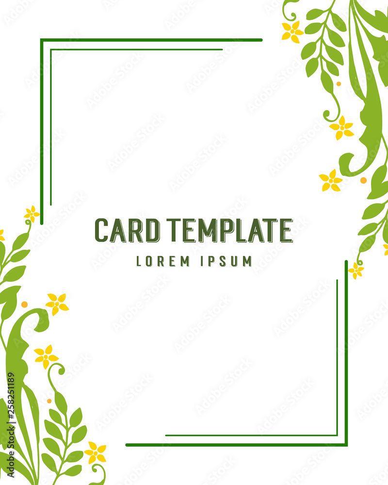 Obraz premium Vector illustration ornate of green leafy flower frame with shape of card template