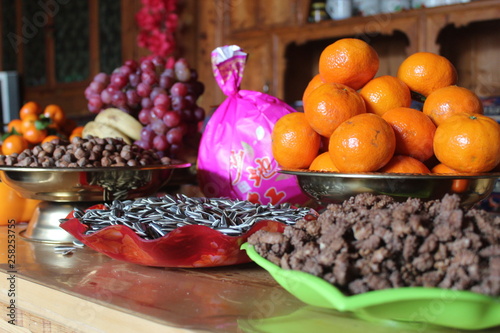 Food and Snacks to celebrate Losar Tibetan New Year in Amdo Tibet Qinghai China