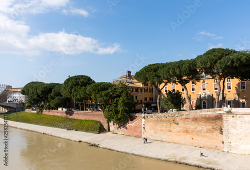 embankment of the Tiber river in Rome