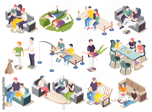 Time Together Isometric Icon Set