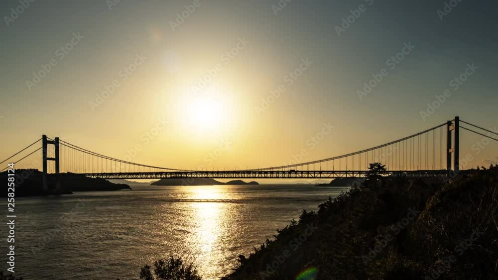 Sunset Over the Seto Bridge TImelapse