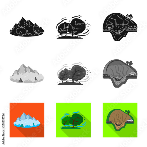 Vector illustration of natural and disaster logo. Collection of natural and risk stock symbol for web.