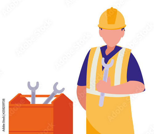 industrial worker with toolbox avatar character