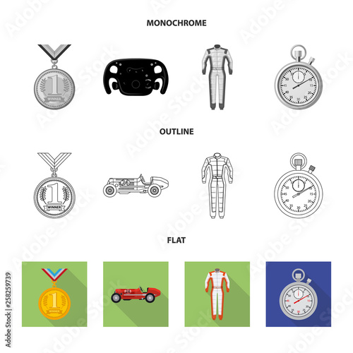 Vector illustration of car and rally symbol. Collection of car and race vector icon for stock.