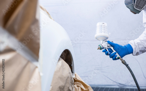 Paint shop and lighting in the large trucks and passenger cars are painted and also repaired