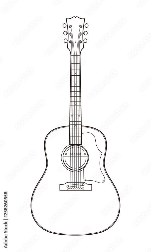 アコースティックギター ぬりえ Acoustic Guitar Coloring Stock イラスト Adobe Stock