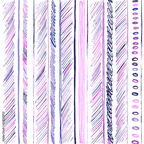 Seamless pattern hand drawn ink stripes and line. Simple sketchy wallpaper. School color ink.