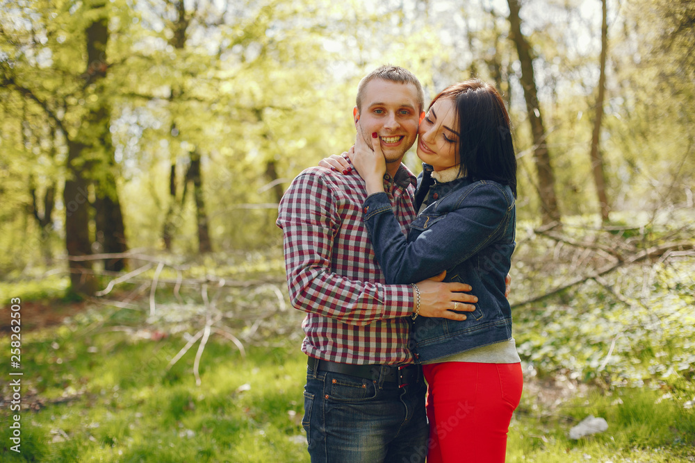 Couple in a spring park Couple in a spring park