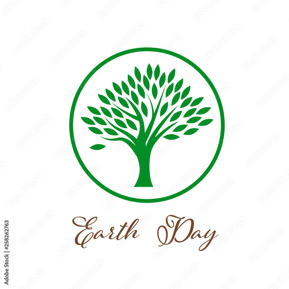 Obraz premium Earth day ecology tree on white background.
