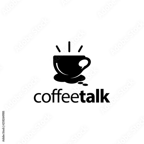 illustration logo combination from coffee mug with chat or talk logo design concept