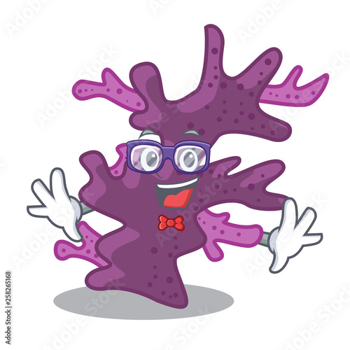 Geek purple coral reef isolated with character