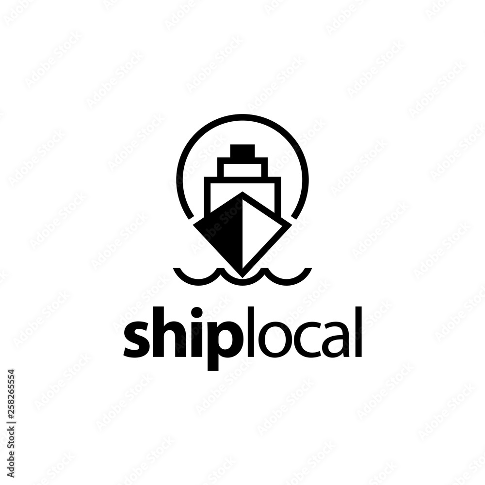 illustration logo from map pin or location with ship logo design concept illustration logo from map pin or location with ship logo design concept