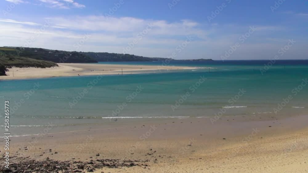 red passenger ship in bay. St. Ives, Cornwall. UK Great Britain. 3rd June 2017 red passenger ship in bay. St. Ives, Cornwall. UK Great Britain. 3rd June 2017