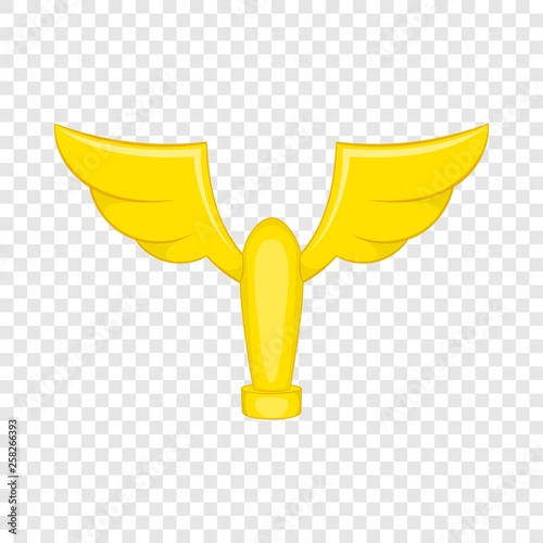 Winning cup with wings icon in cartoon style isolated on background for any web design 