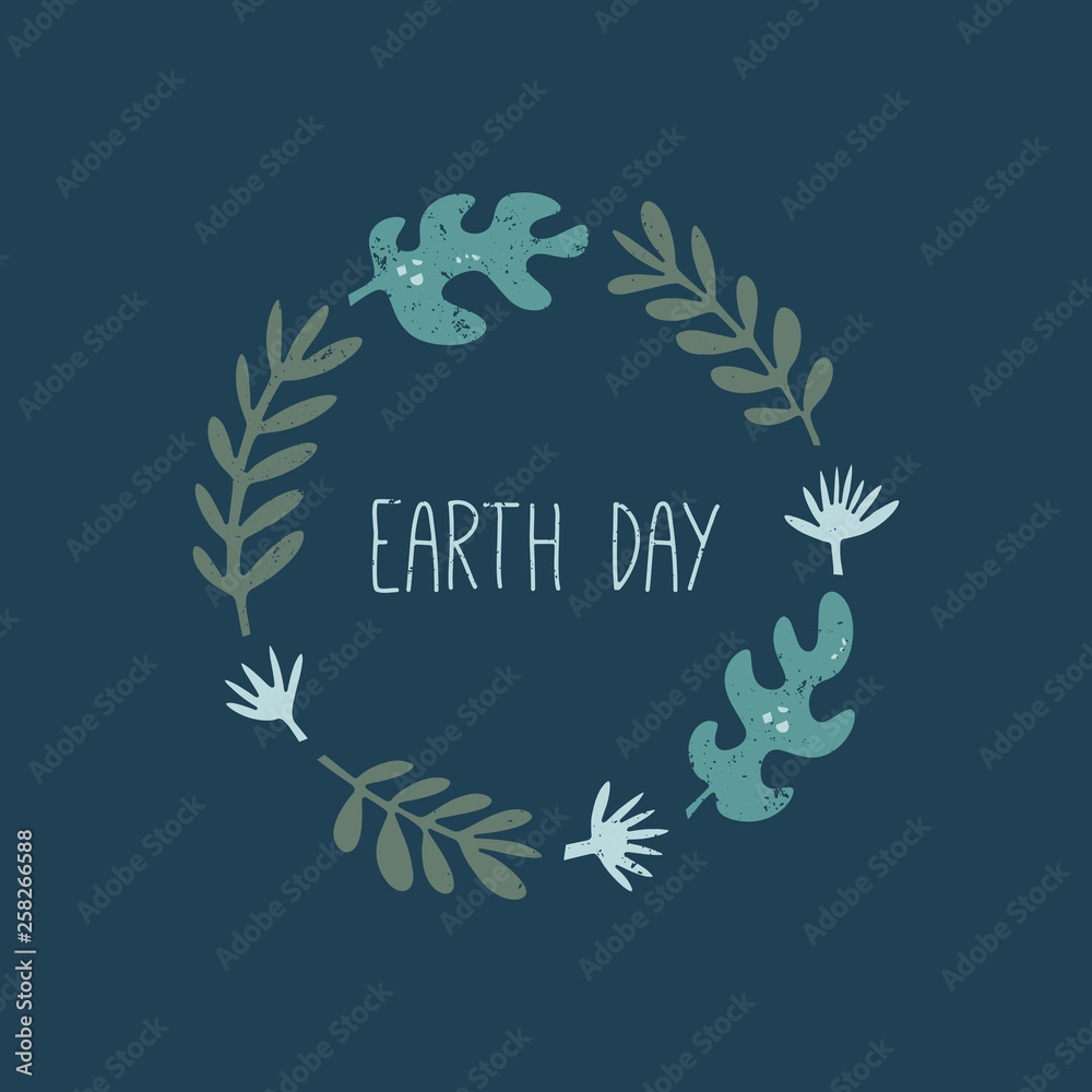Obraz premium Earth Day poster, banner element. Vector floral frame, text card