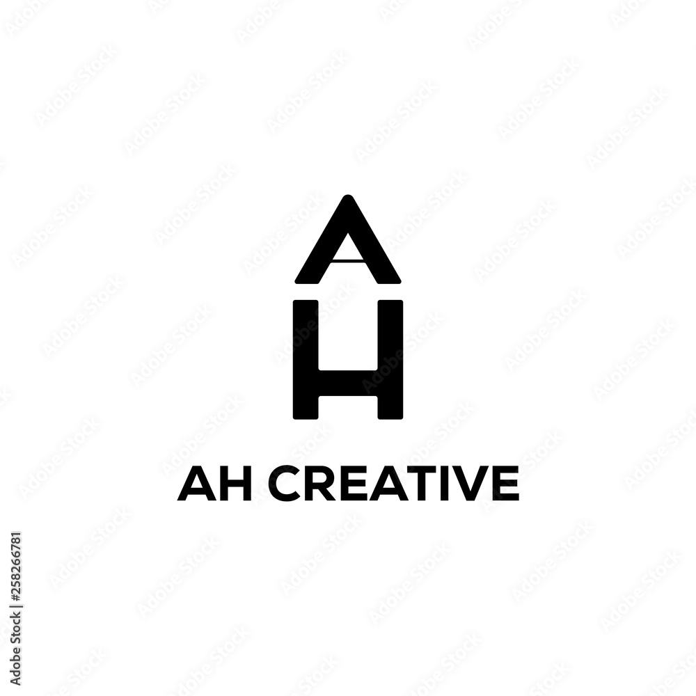 Obraz premium initial A and H with pencil logo design concept