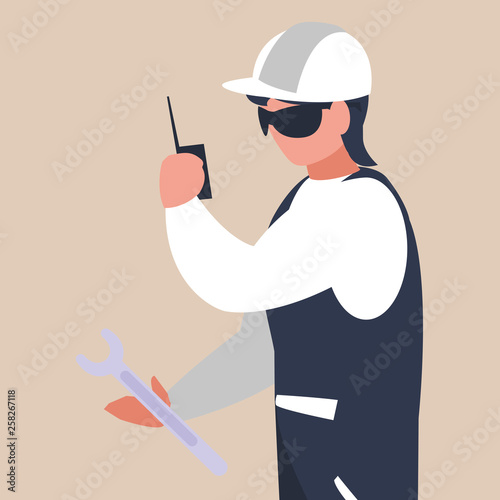 industrial worker with tools avatar character