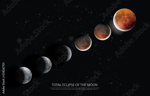Total Eclipse of the Moon Vector illustration