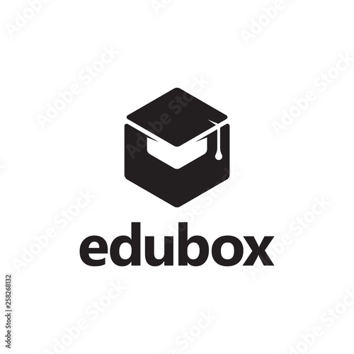 education hat with box logo design concept