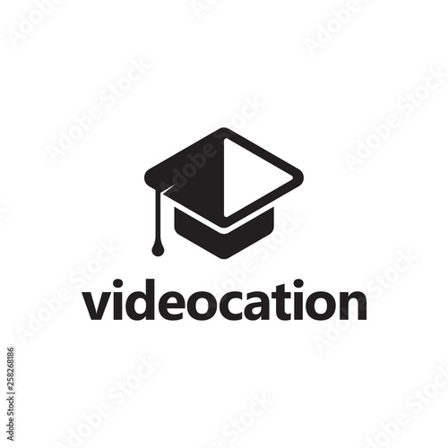 Black School education video or video education logo design concept