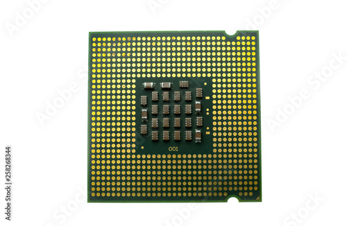 Obraz na płótnie Realistic cpu back view processor chip isolated on white