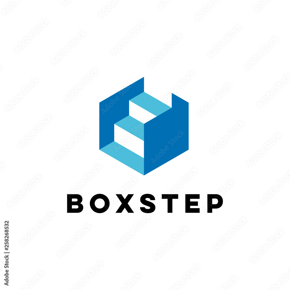 illustration logo from box with step logo design concept illustration logo from box with step logo design concept