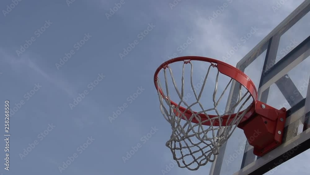 Final Goal. The ball enters the basket basketball. Slow Motion at a rate of 240 fps