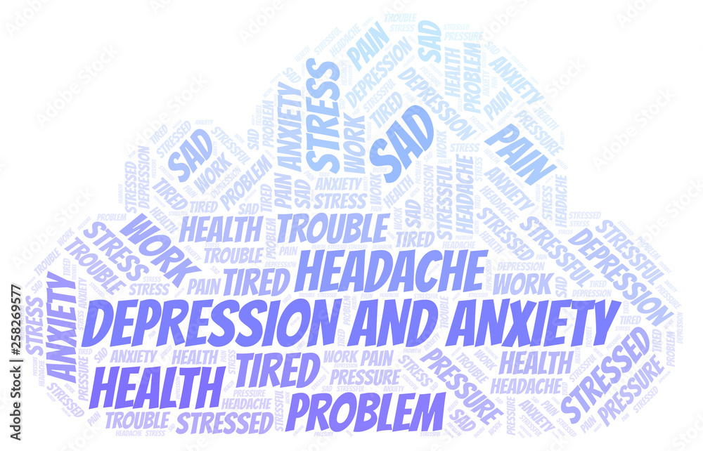 Obraz premium Depression And Anxiety word cloud.
