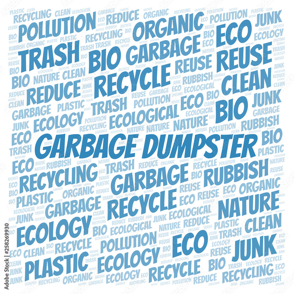 Garbage Dumpster word cloud.