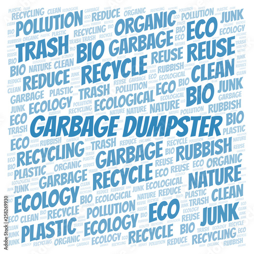 Garbage Dumpster word cloud.