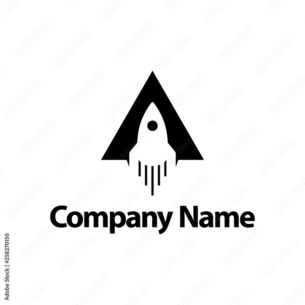Fototapeta premium negative space logo combination from letter A with rocket logo design concept