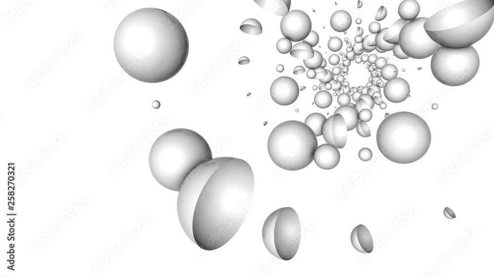Abstract background of three-dimensional light spheres. 3d render