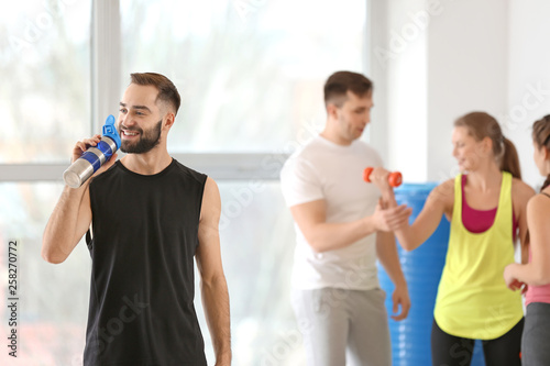 Happy Man Drinking Protein ...