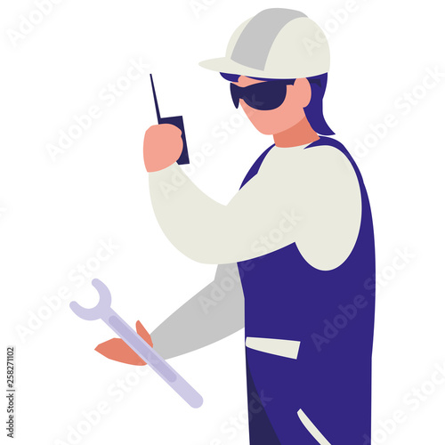 industrial worker with tools avatar character