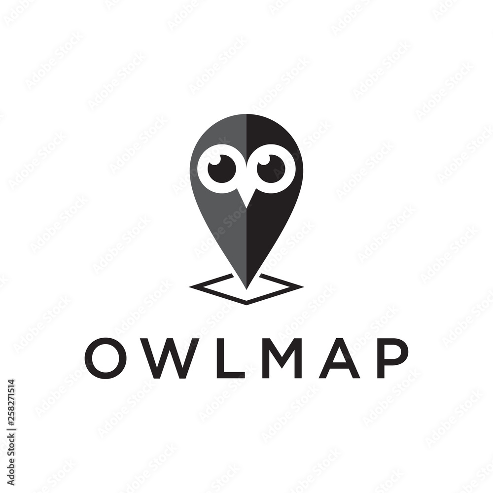 owl map logo design template owl map logo design template