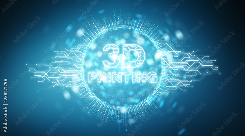 3D printing digital text hologram background 3D rendering 3D printing digital text hologram background 3D rendering