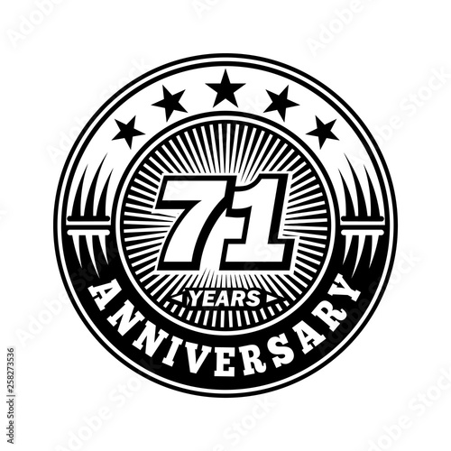 71 years anniversary. Anniversary logo design. Vector and illustration.