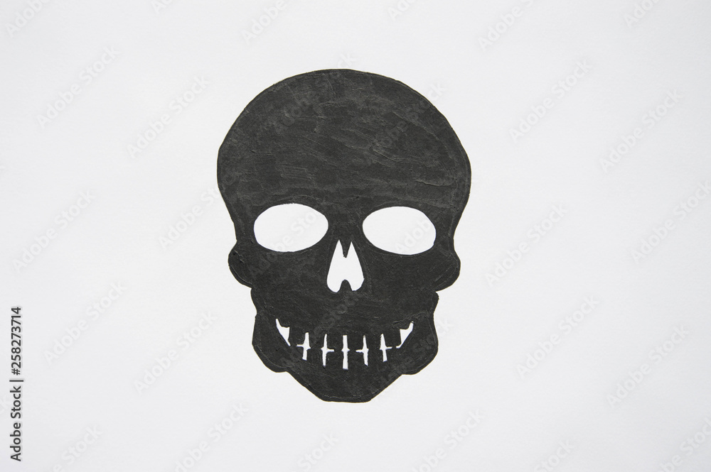 Fototapeta premium Hand painted black skull on white background