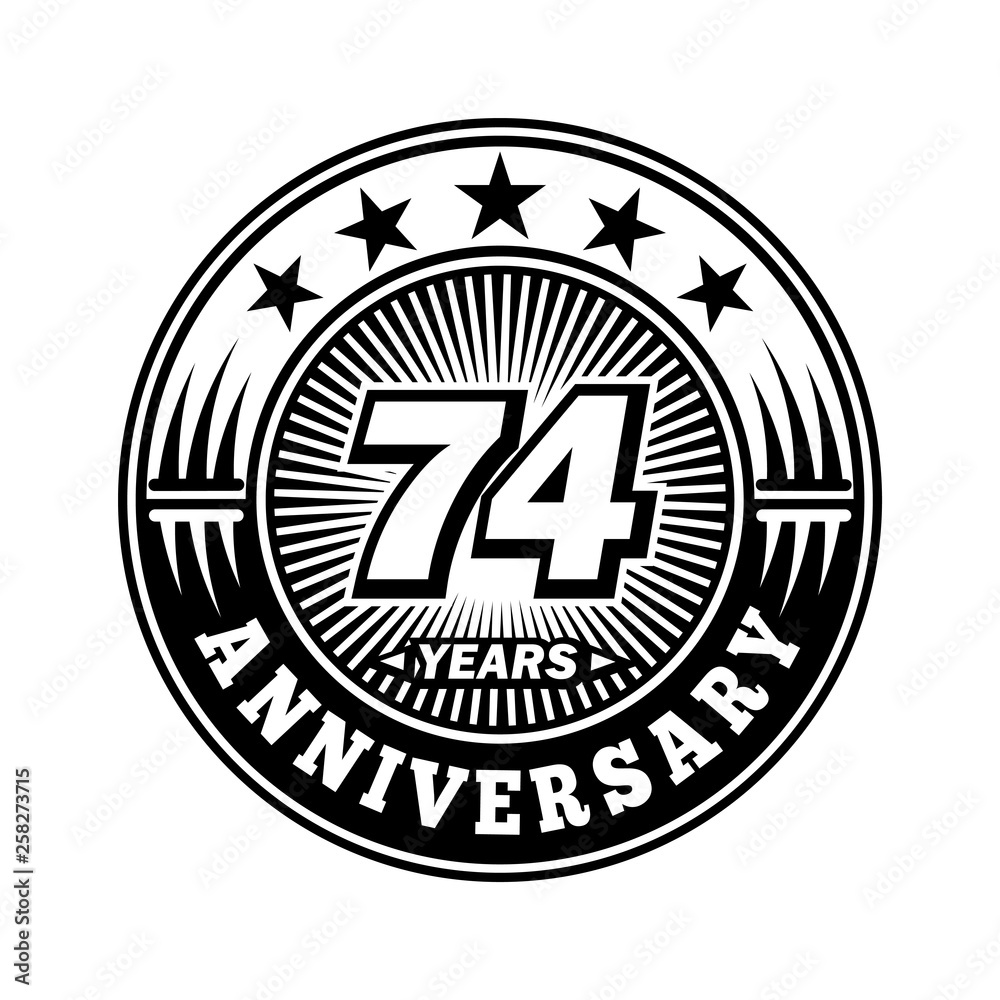 74 years anniversary. Anniversary logo design. Vector and illustration.