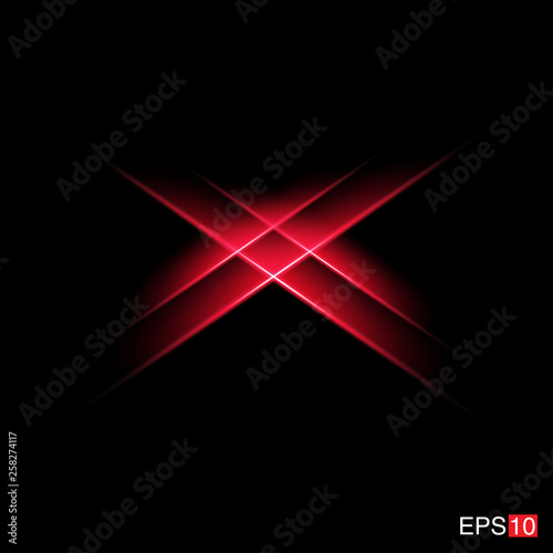 isolated red Rays with lens flare, Sun flare, flare on the black background. Transparent Vector Illustration