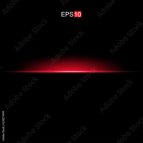 isolated red Rays with lens flare, Sun flare, flare on the black background. Transparent Vector Illustration