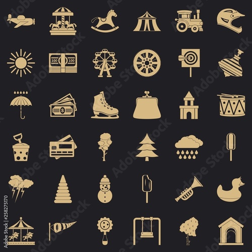 Children park icons set. Simple style of 36 children park vector icons for web for any design