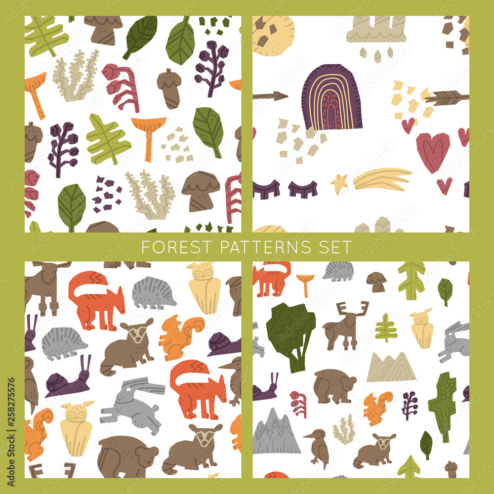 Obraz premium Woodland Forest Animals Vector Set