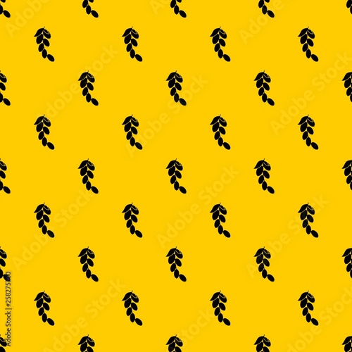 Branch of cornel or dogwood berries pattern seamless vector repeat geometric yellow for any design