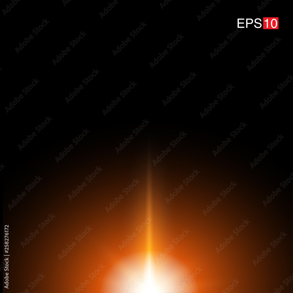 isolated orange Rays with lens flare, Sun flare, flare on the black background. Transparent Vector Illustration isolated orange Rays with lens flare, Sun flare, flare on the black background. Transparent Vector Illustration