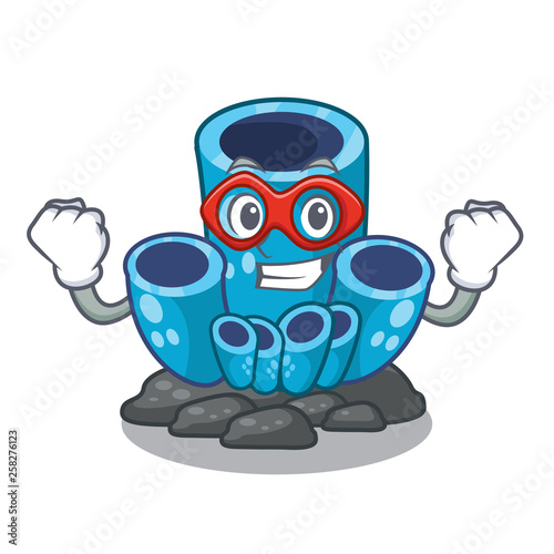 Super hero blue sponge coral in character aquarium photo
