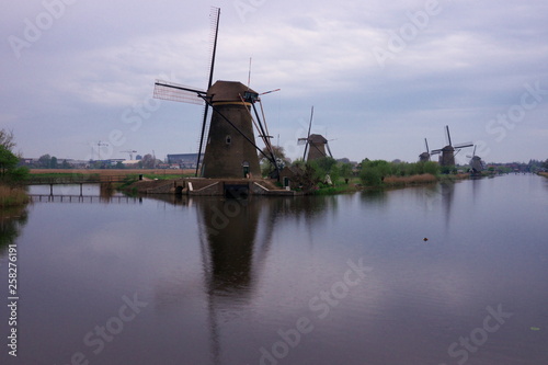 windmill in kinderdijk reflection