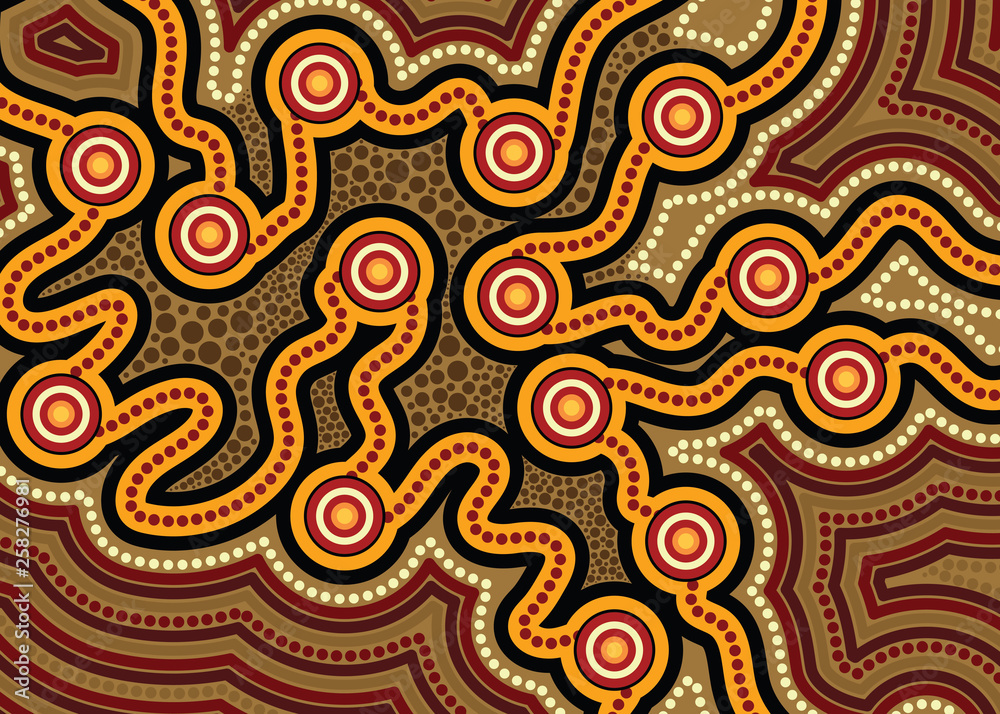 Aboriginal dot art vector painting. Connection concept Aboriginal dot art vector painting. Connection concept