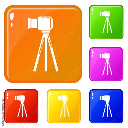 Political candidate interview icons set collection vector 6 color isolated on white background