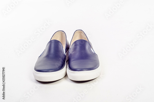 Women's flat photo black shoes isolated on white background